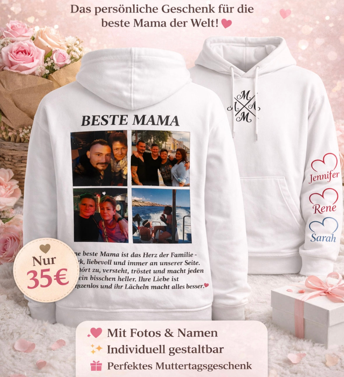 Personalisierter „Beste Mama“ Hoodie – das perfekte Muttertagsgeschenk